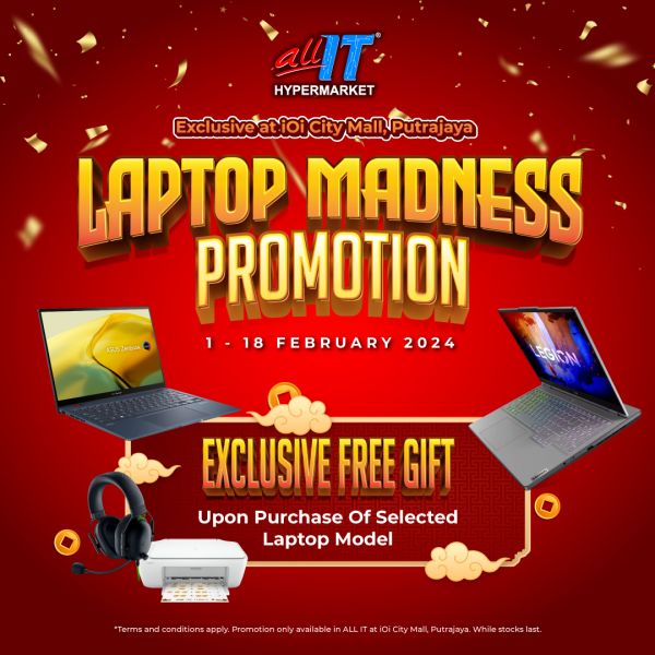 All IT Hypermarket IOI City Mall Laptop Madness Promotion (1 Feb 2024 - 18 Feb 2024) All IT Hypermarket IOI City Mall Laptop Madness Promotion (1 Feb 2024 - 18 Feb 2024)