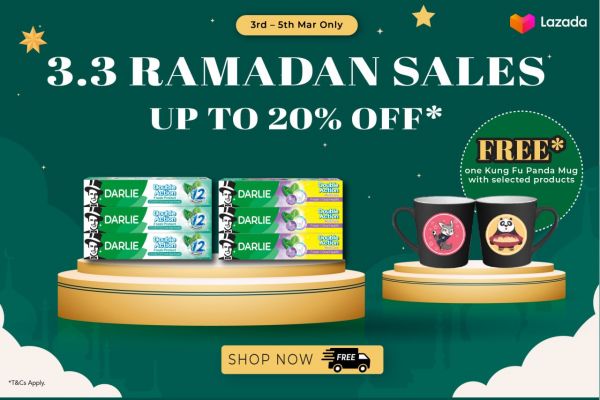 Darlie Lazada 3.3 Sale 2024: Up to 20% OFF + Limited Time Vouchers & Free Gifts! Darlie Lazada 3.3 Sale 2024: Up to 20% OFF + Limited Time Vouchers & Free Gifts!