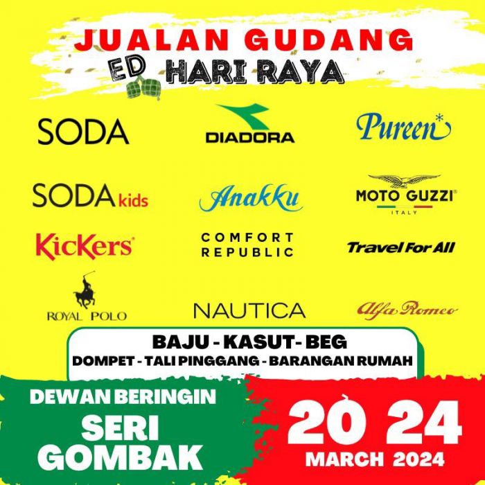 ED Hari Raya Warehouse Sale 2024: As Low As RM9 at Dewan Beringin Seri Gombak (March 20-24) ED Hari Raya Warehouse Sale 2024: As Low As RM9 at Dewan Beringin Seri Gombak (March 20-24)