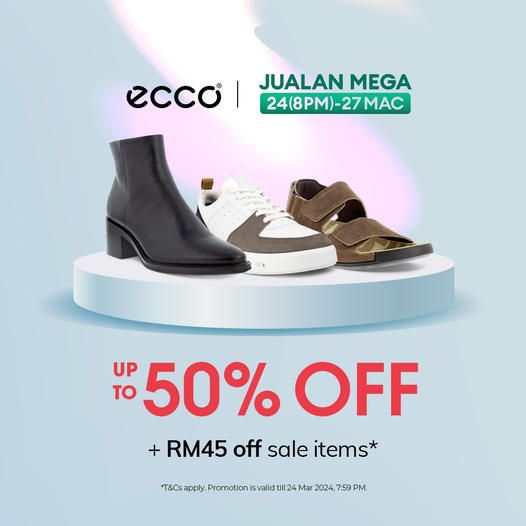 ECCO Lazada Mega Sale Up To 50% OFF (24-27 Mar 2024) ECCO Lazada Mega Sale Up To 50% OFF (24-27 Mar 2024)