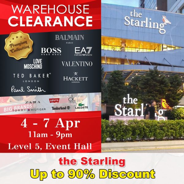 Warehouse Clearance Sale Up to 90% Off at The Starling (4-7 Apr 2024) Warehouse Clearance Sale Up to 90% Off at The Starling (4-7 Apr 2024)