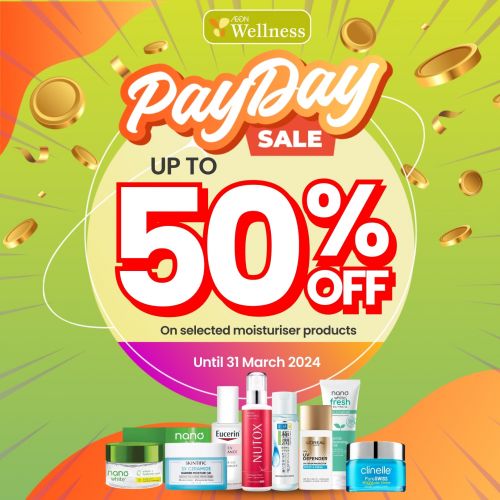 AEON Wellness Pay Day Sale: Moisturiser Products Up To 50% OFF (until 31 Mar 2024) AEON Wellness Pay Day Sale: Moisturiser Products Up To 50% OFF (until 31 Mar 2024)