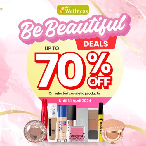 AEON Wellness Cosmetics Promotion Up To 70% OFF (until 14 Apr 2024) AEON Wellness Cosmetics Promotion Up To 70% OFF (until 14 Apr 2024)