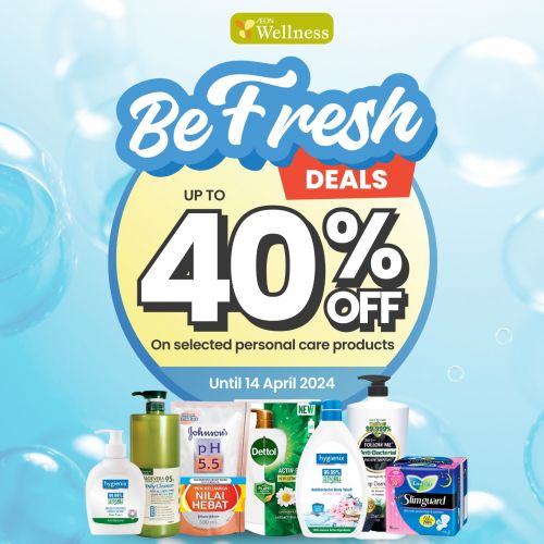 AEON Wellness Personal Care Products Promotion Up To 40% OFF (until 14 Apr 2024) AEON Wellness Personal Care Products Promotion Up To 40% OFF (until 14 Apr 2024)