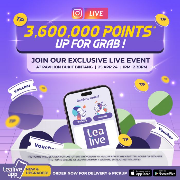 Experience Tealive Like Never Before: Live Event at Pavilion Bukit Bintang with Exclusive Rewards! Experience Tealive Like Never Before: Live Event at Pavilion Bukit Bintang with Exclusive Rewards!