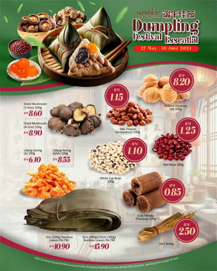 Sunshine Dumpling Festival Promotion from 27 May - 10 June 2024 Sunshine Dumpling Festival Promotion from 27 May - 10 June 2024