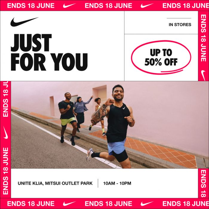 Nike Sale Up To 50% OFF at Mitsui Outlet Park from 12-18 June 2024 Nike Sale Up To 50% OFF at Mitsui Outlet Park from 12-18 June 2024