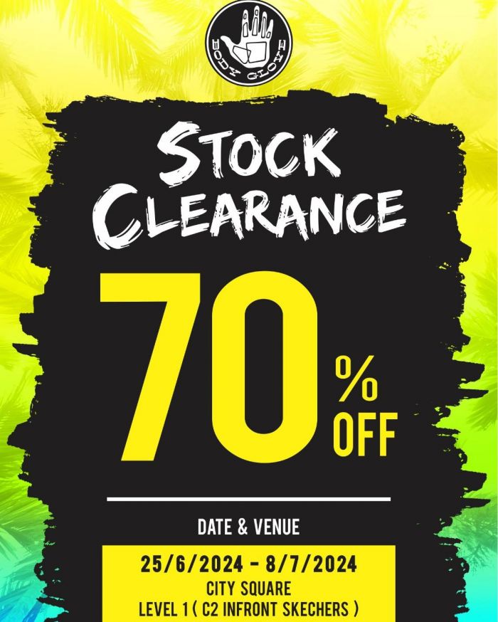 Body Glove Stock Clearance Sale: Up to 70% OFF at City Square Mall (25 June - 8 July 2024) Body Glove Stock Clearance Sale: Up to 70% OFF at City Square Mall (25 June - 8 July 2024)