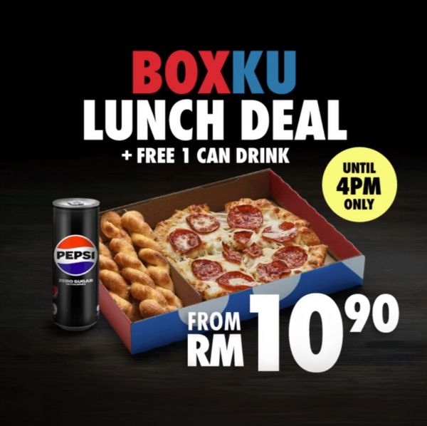 Enjoy Domino's BOXKU Lunch Deal + Free Drink for Only RM10.90 Enjoy Domino's BOXKU Lunch Deal + Free Drink for Only RM10.90