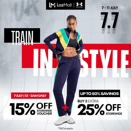 Train in Style: Under Armour 7.7 Sale on Lazada – Up to 50% Off + Extra 25% Off Storewide (7-11 July 2024) Train in Style: Under Armour 7.7 Sale on Lazada – Up to 50% Off + Extra 25% Off Storewide (7-11 July 2024)