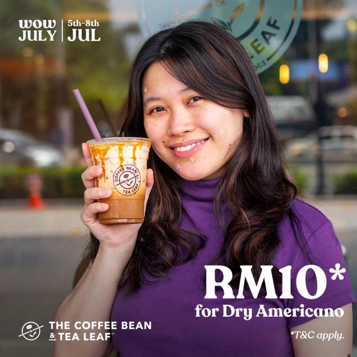 Coffee Bean Promotion: Dry Americano for RM10 (5-8 July 2024)