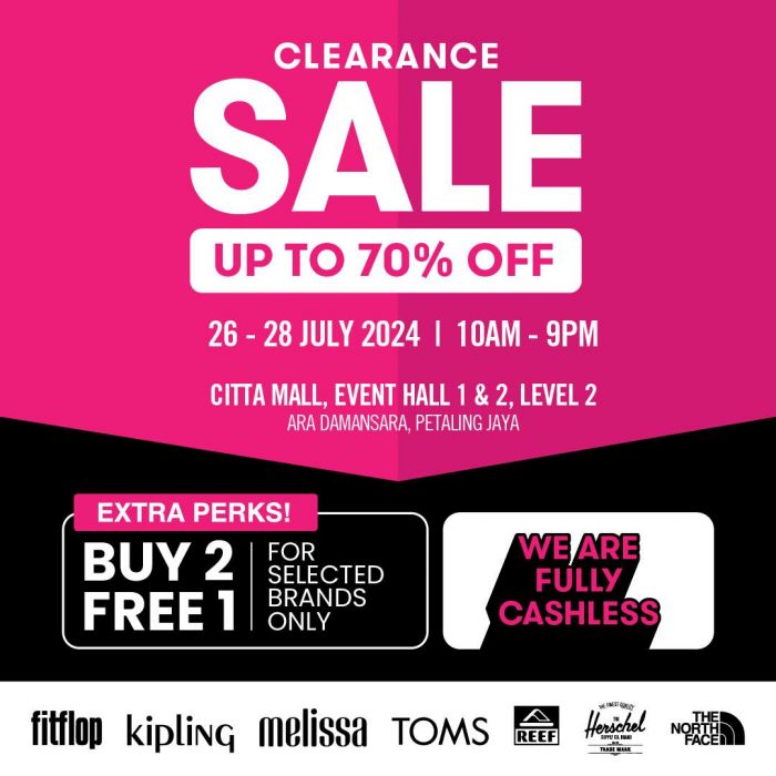 Bratpack Clearance Sale at Citta Mall - Up to 70% Off! (26-28 July 2024) Bratpack Clearance Sale at Citta Mall - Up to 70% Off! (26-28 July 2024)