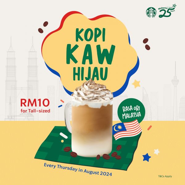Celebrate Merdeka with Starbucks Kopi Kaw Hijau: RM10 Tall-Sized Every Thursday in August 2024 Celebrate Merdeka with Starbucks Kopi Kaw Hijau: RM10 Tall-Sized Every Thursday in August 2024