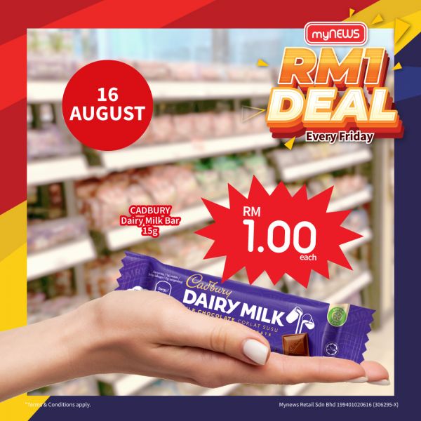 myNEWS Promotion: RM1 Cadbury Dairy Milk Bar (16 August 2024) myNEWS Promotion: RM1 Cadbury Dairy Milk Bar (16 August 2024)