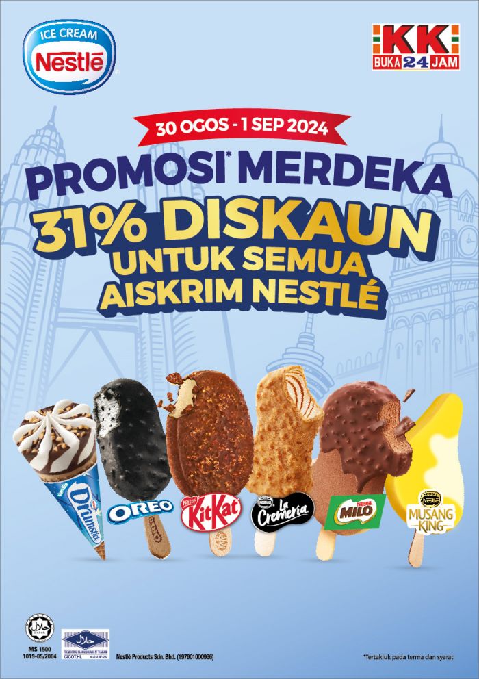 KK SUPER MART Merdeka Promotion: 31% OFF Nestle Ice Cream (30 August - 1 September 2024) KK SUPER MART Merdeka Promotion: 31% OFF Nestle Ice Cream (30 August - 1 September 2024)