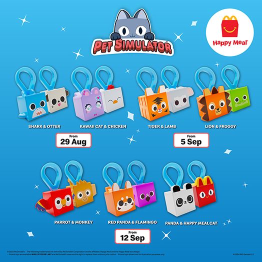 McDonald's Happy Meal Promotion: FREE Pet Simulator 2024 (29 August - 18 September 2024) McDonald's Happy Meal Promotion: FREE Pet Simulator 2024 (29 August - 18 September 2024)