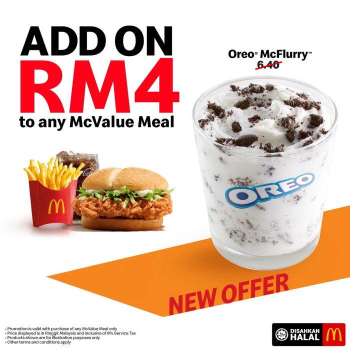 McDonald's Promotion: Oreo McFlurry Add-On for RM4 with Any McValue Meal McDonald's Promotion: Oreo McFlurry Add-On for RM4 with Any McValue Meal