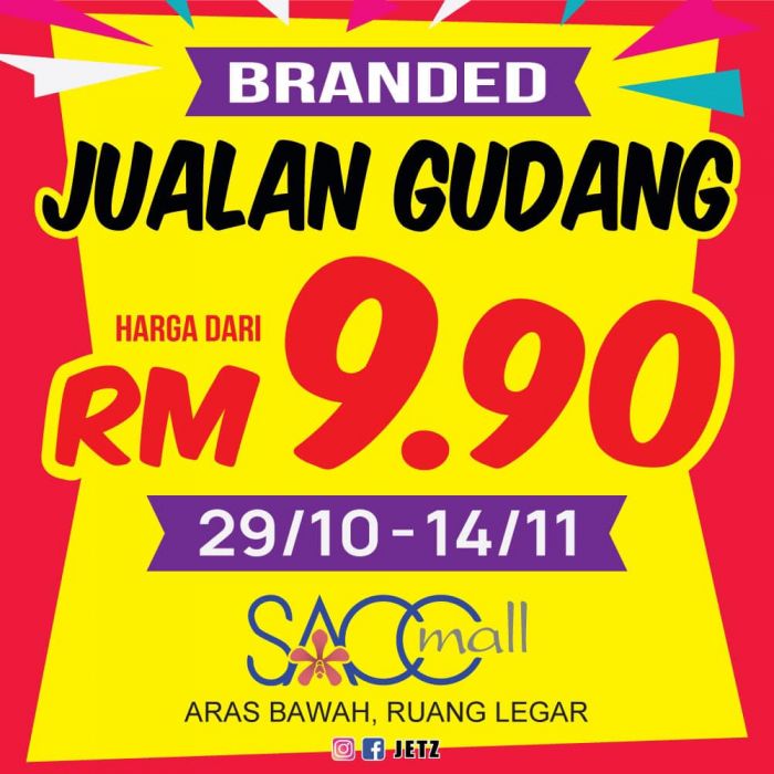 Jetz Deepavali Clearance Sale at SACC Mall: Discounts from RM9.90 (29 Oct - 14 Nov 2024) Jetz Deepavali Clearance Sale at SACC Mall: Discounts from RM9.90 (29 Oct - 14 Nov 2024)