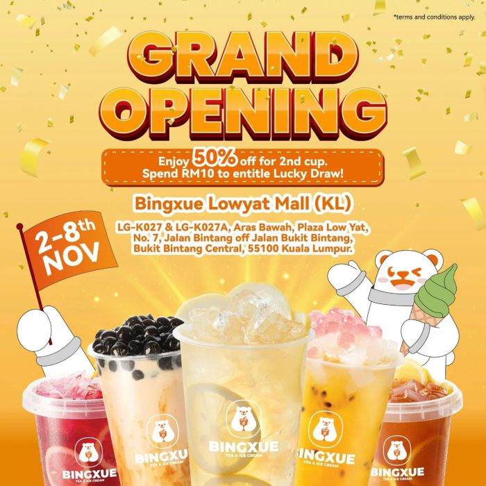 Bingxue Lowyat Mall Grand Opening Promotion: 50% Off & Lucky Draw (2-8 Nov 2024) Bingxue Lowyat Mall Grand Opening Promotion: 50% Off & Lucky Draw (2-8 Nov 2024)