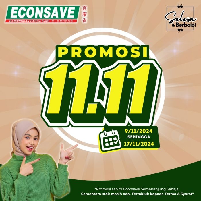 Econsave 11.11 Promotion: Amazing RM11 Deals on Clothing, Accessories, and More (9-17 Nov 2024) Econsave 11.11 Promotion: Amazing RM11 Deals on Clothing, Accessories, and More (9-17 Nov 2024)