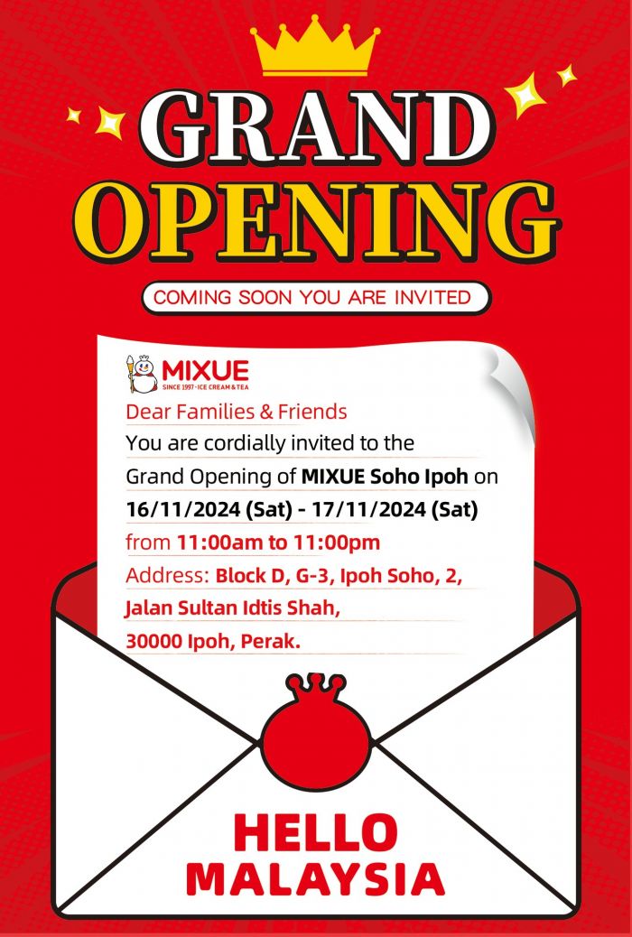 MIXUE Soho Ipoh Grand Opening: Free Ice Cream & Special Promotions (16-17 Nov 2024) MIXUE Soho Ipoh Grand Opening: Free Ice Cream & Special Promotions (16-17 Nov 2024)