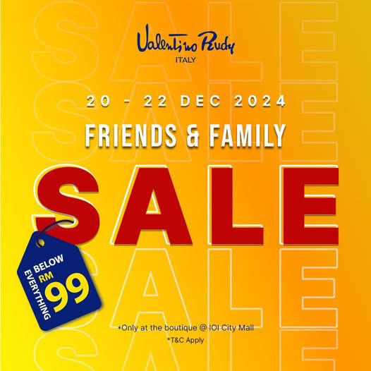 Valentino Rudy Friends & Family Sale: Everything Below RM99 + Exclusive Free Gifts (20-22 Dec 2024) Valentino Rudy Friends & Family Sale: Everything Below RM99 + Exclusive Free Gifts (20-22 Dec 2024)