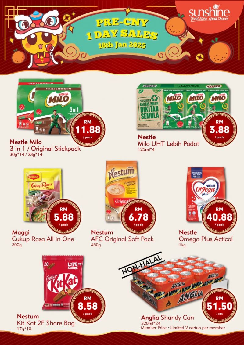 Sunshine Pre-CNY 1 Day Promotion: Exclusive Nestle Deals on 18 Jan 2025 Sunshine Pre-CNY 1 Day Promotion: Exclusive Nestle Deals on 18 Jan 2025