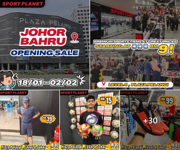 Sport Planet Plaza Pelangi Opening Sale: Up to 80% OFF Sports Gear (18 Jan - 2 Feb 2025) Sport Planet Plaza Pelangi Opening Sale: Up to 80% OFF Sports Gear (18 Jan - 2 Feb 2025)