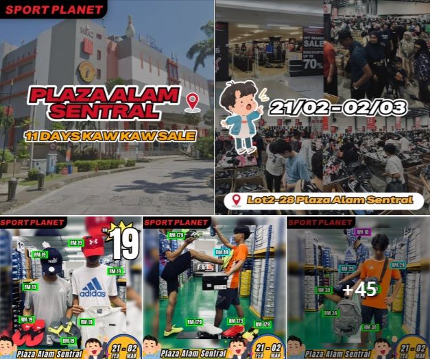 Sport Planet Kaw Kaw Sale at Plaza Alam Sentral (21 Feb - 2 Mar 2025) – Up to 80% OFF! Sport Planet Kaw Kaw Sale at Plaza Alam Sentral (21 Feb - 2 Mar 2025) – Up to 80% OFF!