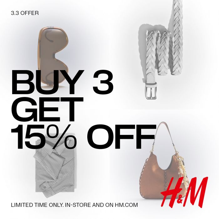 H&M 3.3 Sale Malaysia (27 Feb - 3 Mar 2025) – Buy 3 Get 15% Off H&M 3.3 Sale Malaysia (27 Feb - 3 Mar 2025) – Buy 3 Get 15% Off