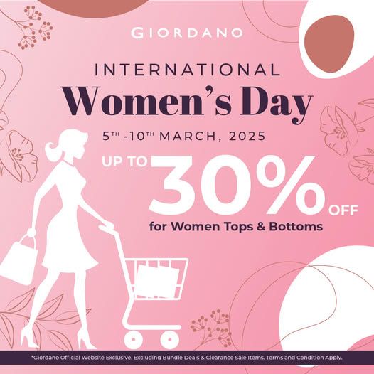 Giordano Women's Day Sale (5-10 March 2025) – Get 30% Off Women's Fashion Giordano Women's Day Sale (5-10 March 2025) – Get 30% Off Women's Fashion