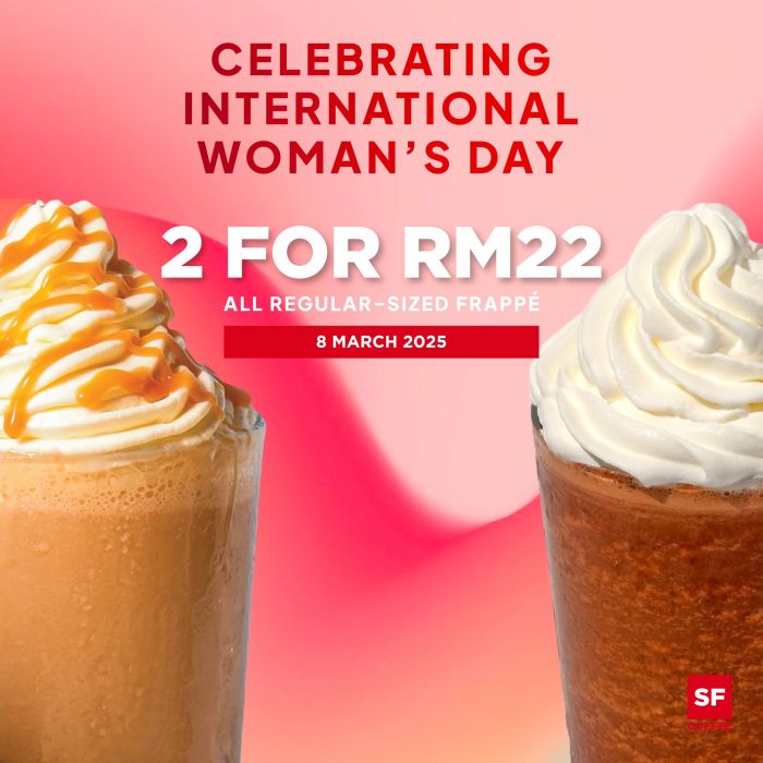 San Francisco Coffee International Women’s Day Promo – 2 Frappés for RM22 (8 Mar 2025) San Francisco Coffee International Women’s Day Promo – 2 Frappés for RM22 (8 Mar 2025)