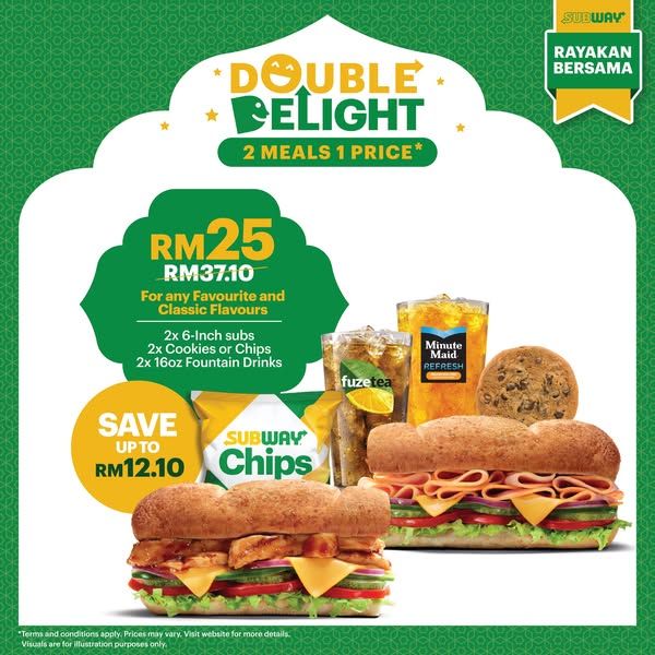 Subway Double Delight Promotion – Get 2 Meals for 1 Price & Save Big! Subway Double Delight Promotion – Get 2 Meals for 1 Price & Save Big!