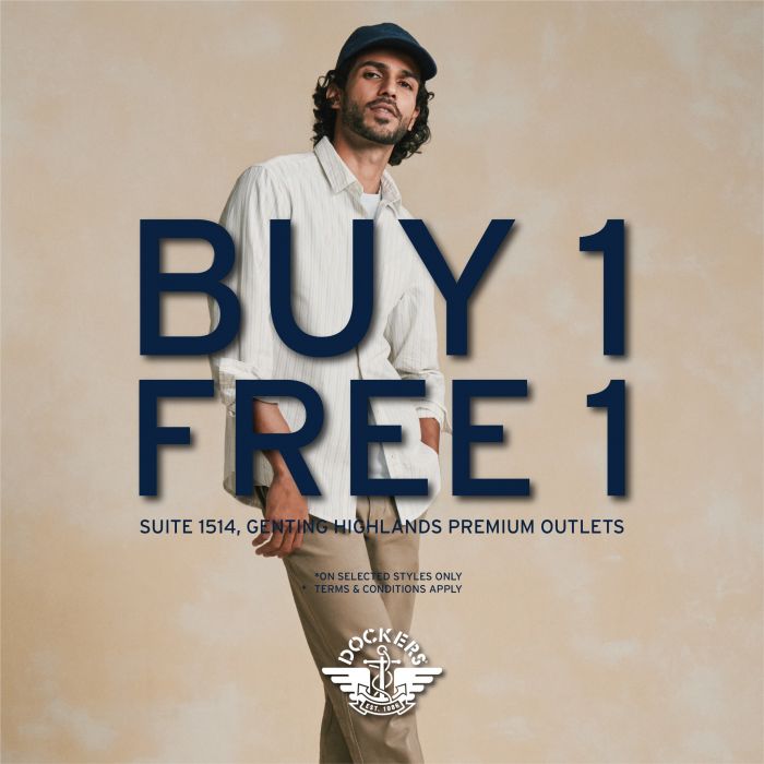 Dockers Sale at Genting Highlands Premium Outlets (21 Mar - 1 Apr 2025) – Buy 1 Free 1 Dockers Sale at Genting Highlands Premium Outlets (21 Mar - 1 Apr 2025) – Buy 1 Free 1