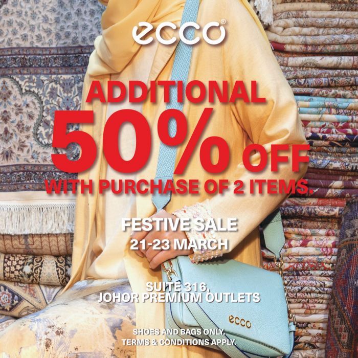 ECCO Raya Sale at Johor Premium Outlets – Extra 50% Off (21-23 Mar 2025) ECCO Raya Sale at Johor Premium Outlets – Extra 50% Off (21-23 Mar 2025)