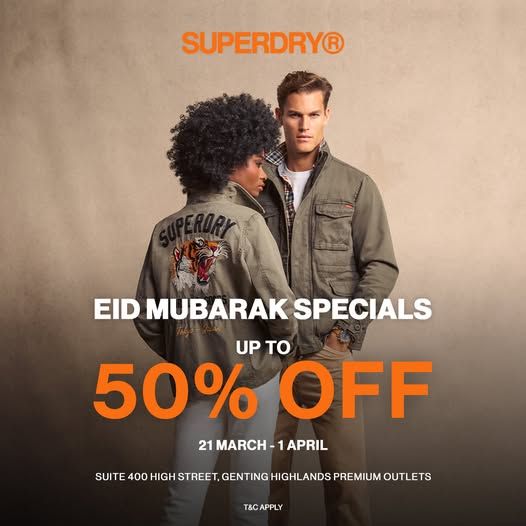 Superdry Raya Sale at Genting Highlands Premium Outlets (21 Mar - 1 Apr 2025) – Up to 50% Off Superdry Raya Sale at Genting Highlands Premium Outlets (21 Mar - 1 Apr 2025) – Up to 50% Off