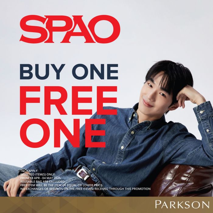 SPAO Buy 1 Free 1 Promotion at Parkson – Limited Time Fashion Deal until 4 May 2025 SPAO Buy 1 Free 1 Promotion at Parkson – Limited Time Fashion Deal until 4 May 2025