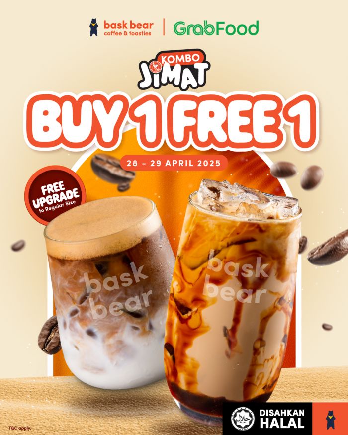 Bask Bear GrabFood Buy 1 FREE 1: Enjoy Latte, Fizz, Frappe & More! (28-29 April 2025) Bask Bear GrabFood Buy 1 FREE 1: Enjoy Latte, Fizz, Frappe & More! (28-29 April 2025)