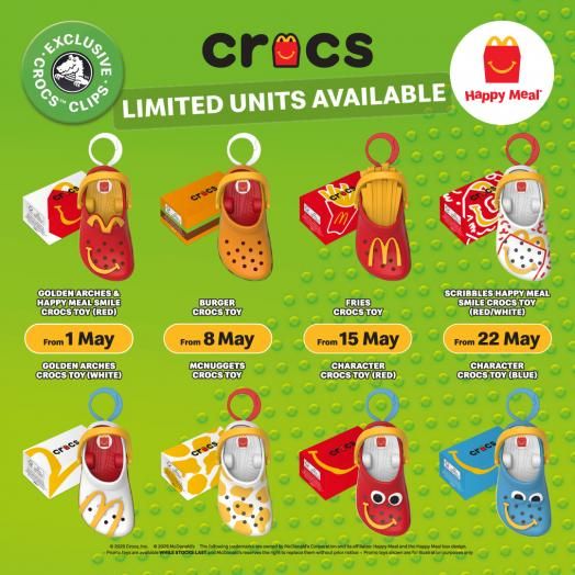Collect All 8 Exclusive Crocs Clips with McDonald's Happy Meal This May! Collect All 8 Exclusive Crocs Clips with McDonald's Happy Meal This May!