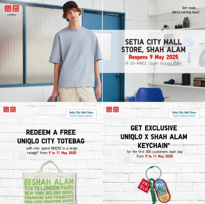 UNIQLO Setia City Mall Reopens on 9 May 2025 with FREE Tote Bag and Exclusive Keychain Giveaways! UNIQLO Setia City Mall Reopens on 9 May 2025 with FREE Tote Bag and Exclusive Keychain Giveaways!