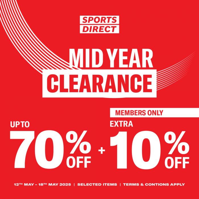 Sports Direct Mid Year Clearance Sale Malaysia 2025: UP TO 70% + EXTRA 10% OFF! Sports Direct Mid Year Clearance Sale Malaysia 2025: UP TO 70% + EXTRA 10% OFF!