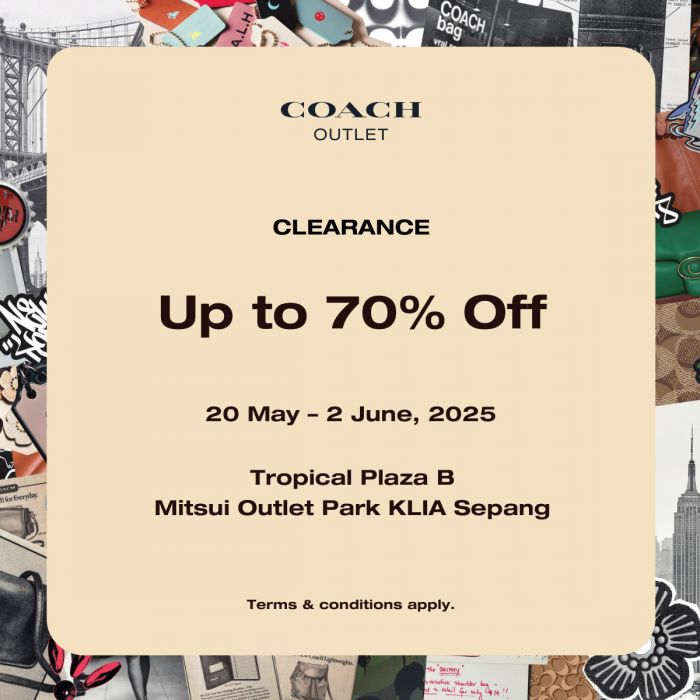 Coach Outlet Clearance Sale (20 May - 2 June 2025) – Up to 70% OFF at Mitsui Outlet Park Coach Outlet Clearance Sale (20 May - 2 June 2025) – Up to 70% OFF at Mitsui Outlet Park