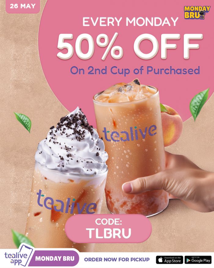 Tealive Monday Promotion: Get 50% OFF Your 2nd Cup via Tealive App (26 May 2025) Tealive Monday Promotion: Get 50% OFF Your 2nd Cup via Tealive App (26 May 2025)