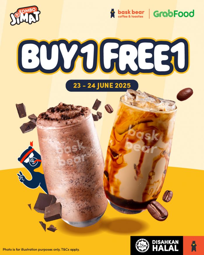 Bask Bear Buy 1 Free 1 GrabFood Promotion (23–24 June 2025) – Best Coffee & Frappe Deal! Bask Bear Buy 1 Free 1 GrabFood Promotion (23–24 June 2025) – Best Coffee & Frappe Deal!