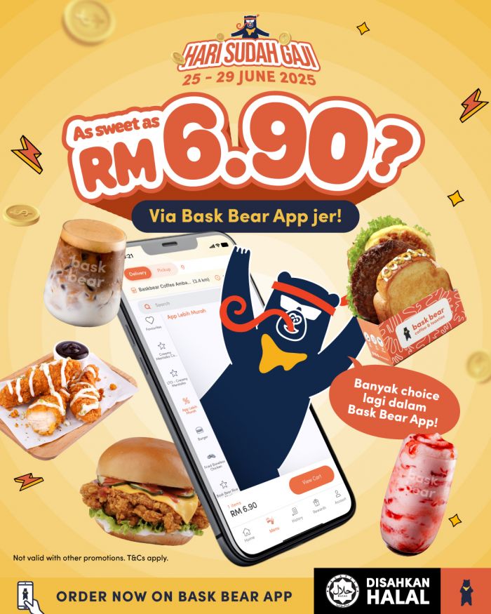 Bask Bear Payday Promotion: Enjoy Menu Deals from RM6.90 via App (25–29 June 2025) Bask Bear Payday Promotion: Enjoy Menu Deals from RM6.90 via App (25–29 June 2025)