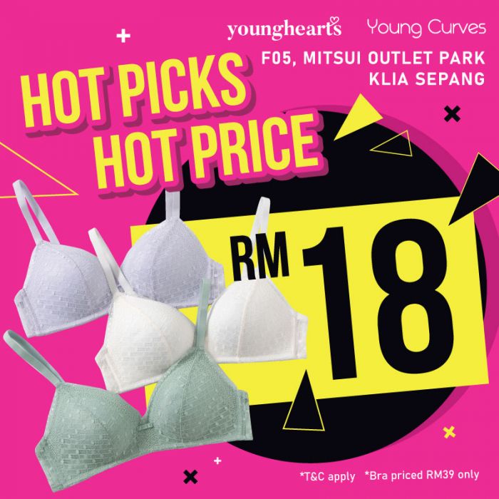 Young Hearts Sale at Mitsui Outlet Park KLIA: Bras from RM18 (Until 30 June 2025) Young Hearts Sale at Mitsui Outlet Park KLIA: Bras from RM18 (Until 30 June 2025)