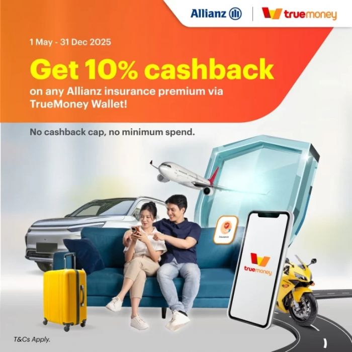 Allianz Insurance 10% Cashback Promotion via TrueMoney Wallet (1 May – 31 Dec 2025) Allianz Insurance 10% Cashback Promotion via TrueMoney Wallet (1 May – 31 Dec 2025)
