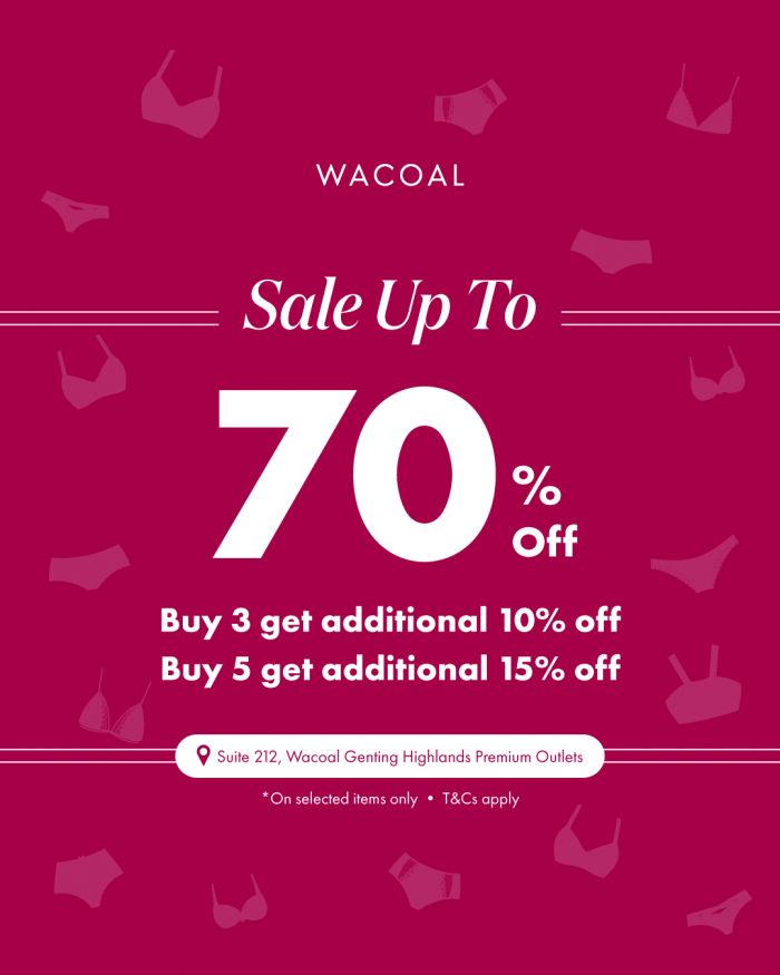 Wacoal Sale at Genting Highlands Premium Outlets (1-31 August 2025): Up to 70% Off + Extra Discounts! Wacoal Sale at Genting Highlands Premium Outlets (1-31 August 2025): Up to 70% Off + Extra Discounts!