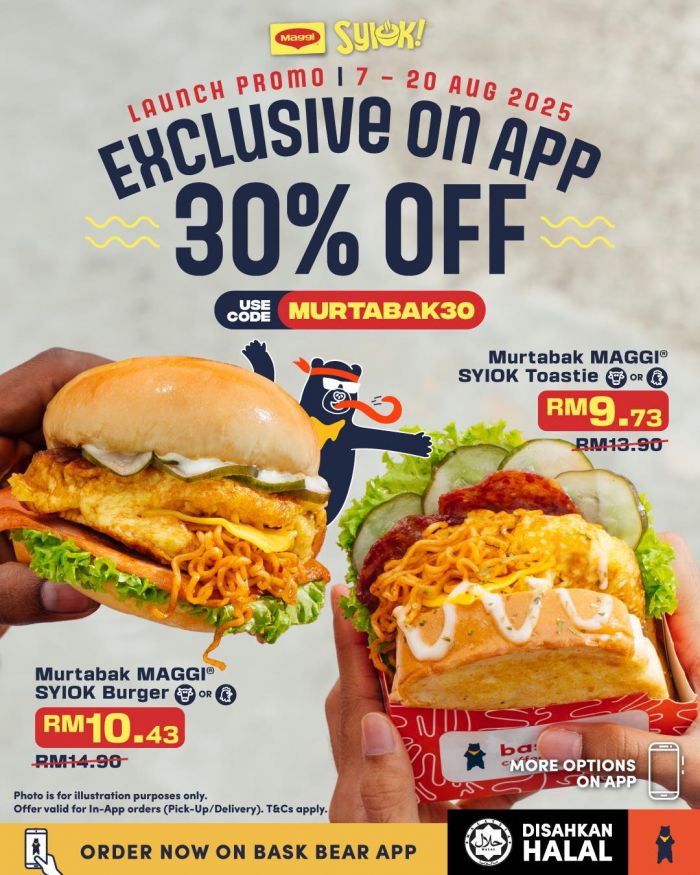 Bask Bear Coffee 30% OFF Murtabak Maggi Syiok Promotion (7-20 August 2025) Bask Bear Coffee 30% OFF Murtabak Maggi Syiok Promotion (7-20 August 2025)