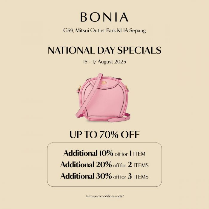 Bonia Merdeka Sale at Mitsui Outlet Park: Up to 70% Off (15-17 Aug 2025) Bonia Merdeka Sale at Mitsui Outlet Park: Up to 70% Off (15-17 Aug 2025)